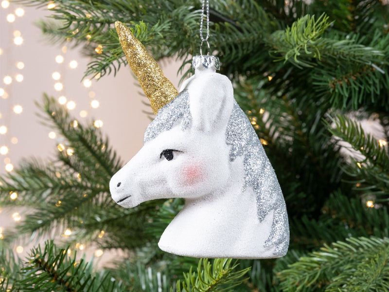achat Suspension de Noël - Licorne blanche à paillettes