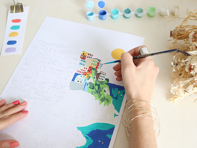 achat Coffret peinture au numéro - Petit Pinceau - Cinque terre par Kenzie Elston
