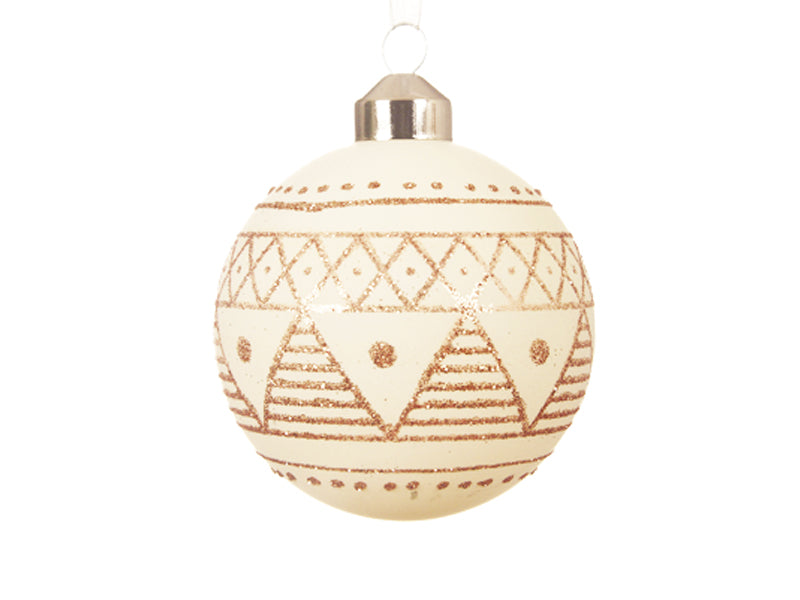 Achat Boule de Noël verre blanc mat motifs paillettes - Doré
