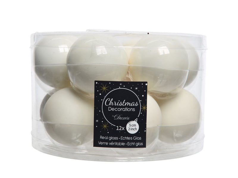 Achat Lot de 12 Boules de Noël en verre brillantes - Beige - 5 cm