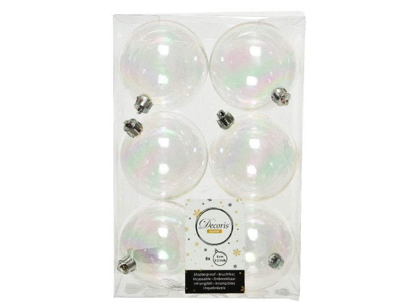 Achat Lot de 6 Boules de Noël incassables nacrées - Transparentes - 8 cm
