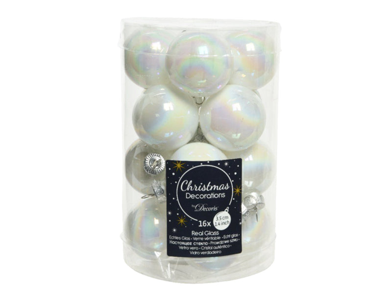 Achat Lot de 16 mini boules de Noël en verre nacré blanc