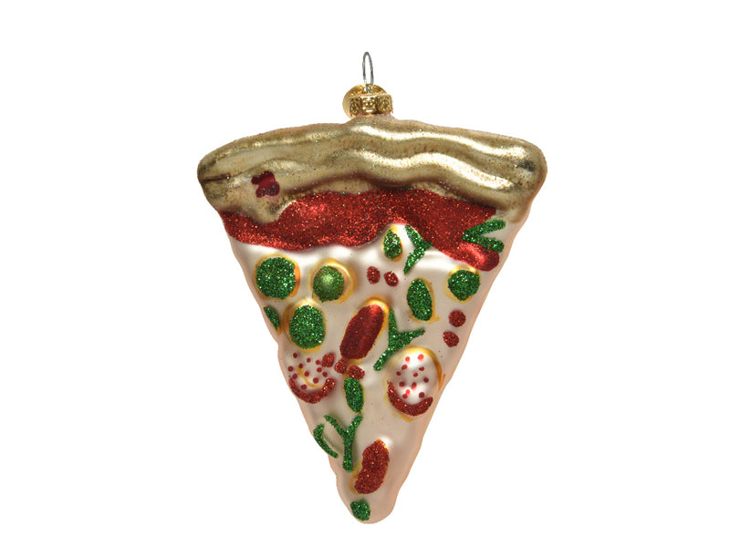 Achat Suspension de Noël en verre - Part de pizza