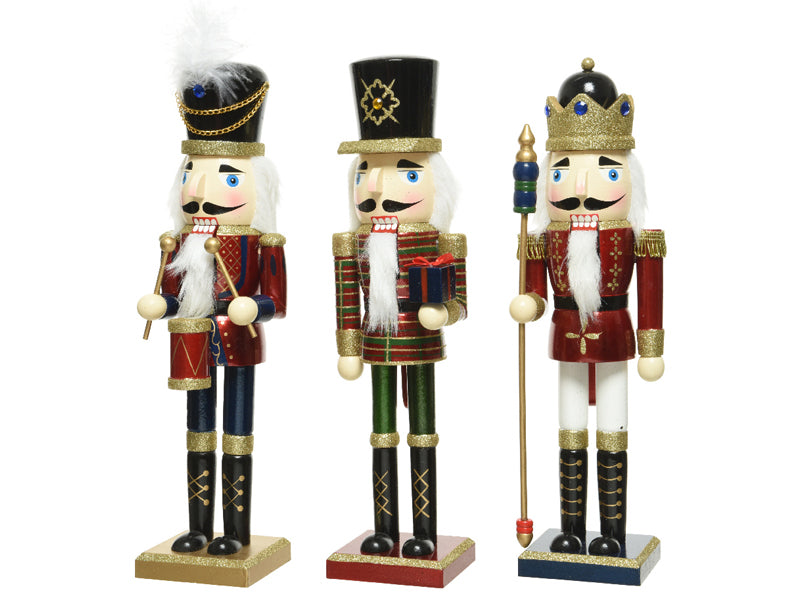 Achat Petit Casse-Noisette en bois paillettes or - Cadeau - 25 cm