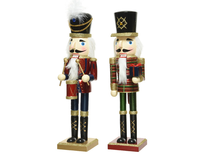 Achat Casse-Noisette géant en bois avec cadeau et paillettes or - 76 cm