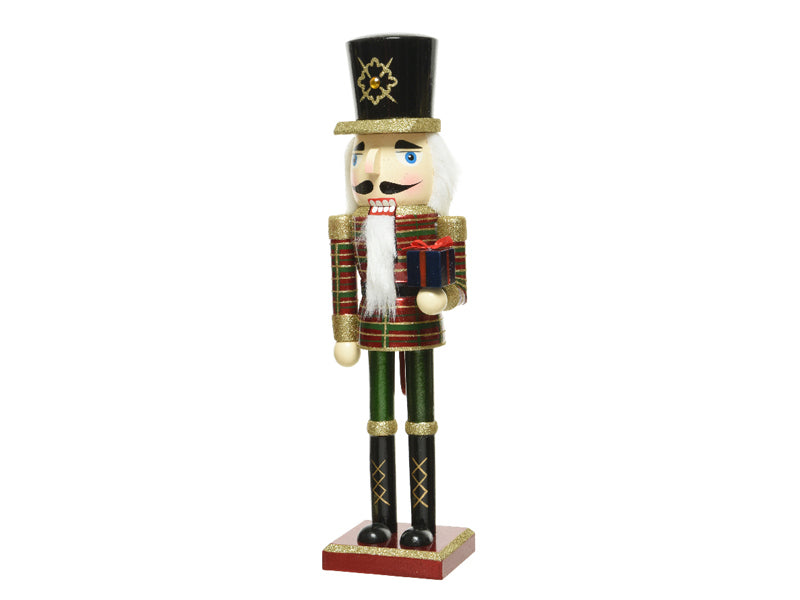 Achat Casse-Noisette géant en bois avec cadeau et paillettes or - 76 cm