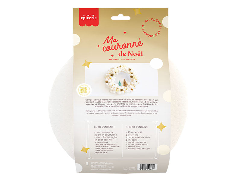 achat Kit couronne de Noël - Blanc et doré