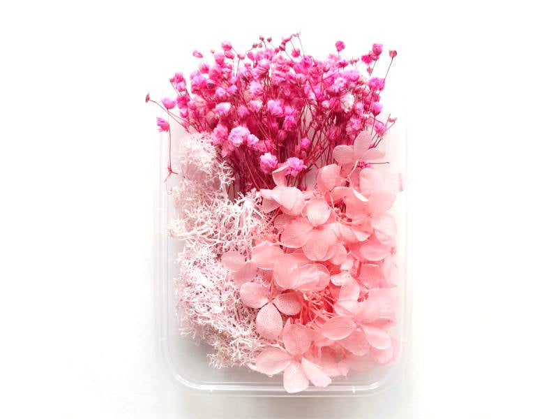 Achat Boite de fleurs séchées mélangées - Coloris rose
