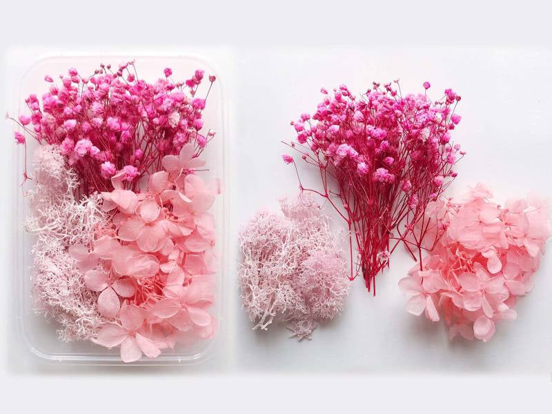 achat Boite de fleurs séchées mélangées - Coloris rose