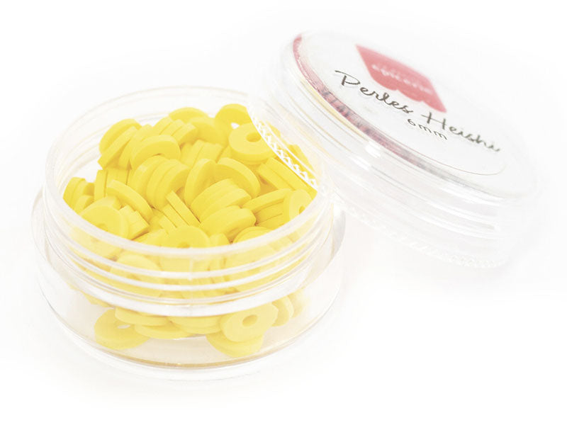 Achat Boite de perles rondelles heishi 6 mm - Jaune