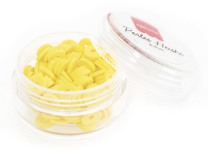 Achat Boite de perles rondelles heishi 6 mm - Jaune