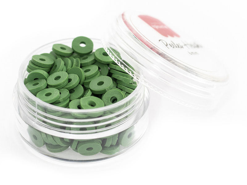Achat Boite de perles rondelles heishi 6 mm - Vert végétal