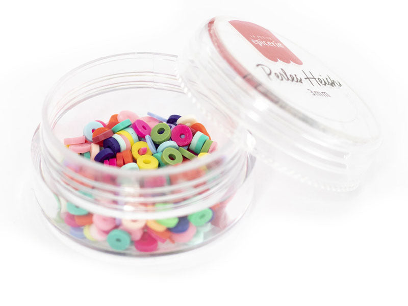 Achat Boite de perles rondelles heishi 3 mm - Mix de couleurs pop
