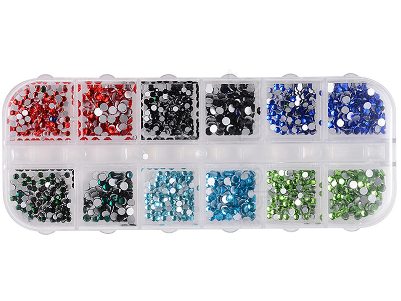 Achat Boîte de strass diamants 12 compartiments - Multicolore