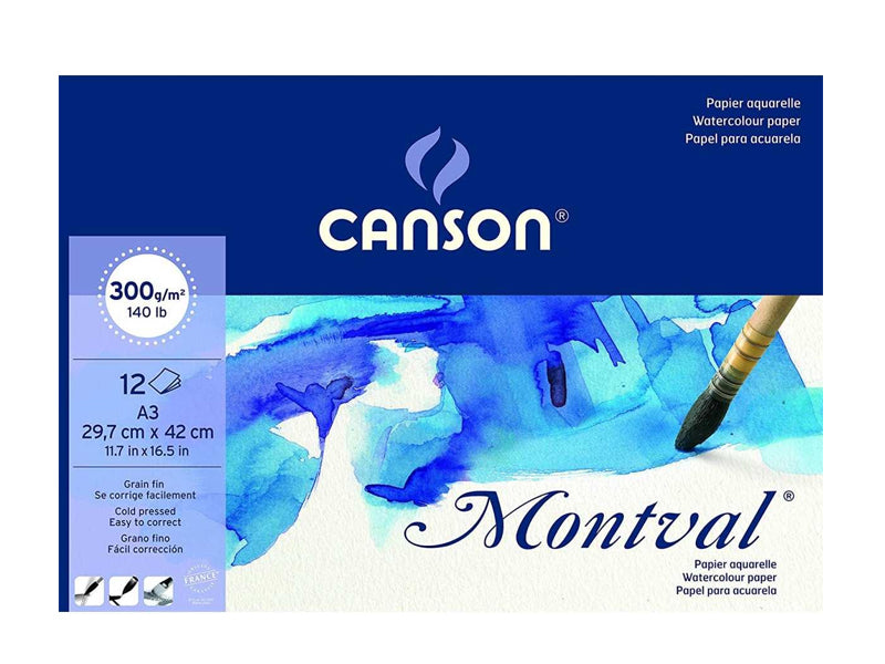 Achat Bloc papier Canson Montval aquarelle - 12 feuilles 29,7 x 42 cm 300g/m²