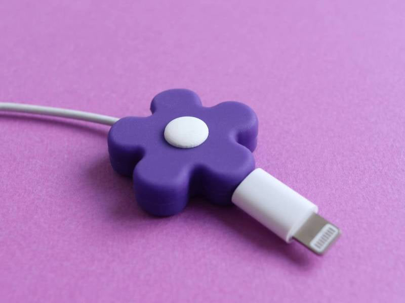 achat Protège-câble - Fleur violette et blanche