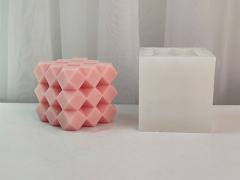achat Moule en silicone - Bougie cube à facettes - 7,2 cm