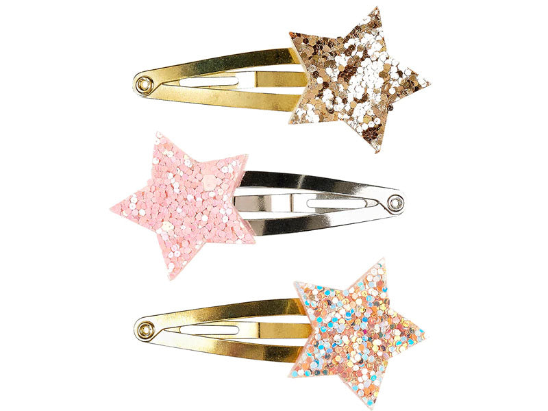 Achat Lot de 3 barrettes Angelie - Étoiles à paillettes - Doré, rose et multicolore