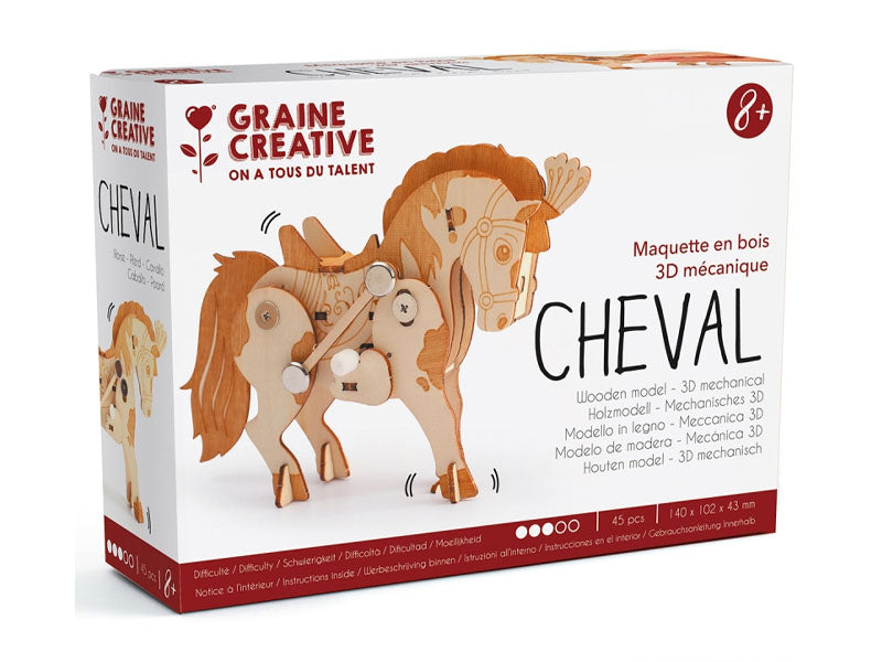 Achat Maquette en bois 3D mécanique cheval