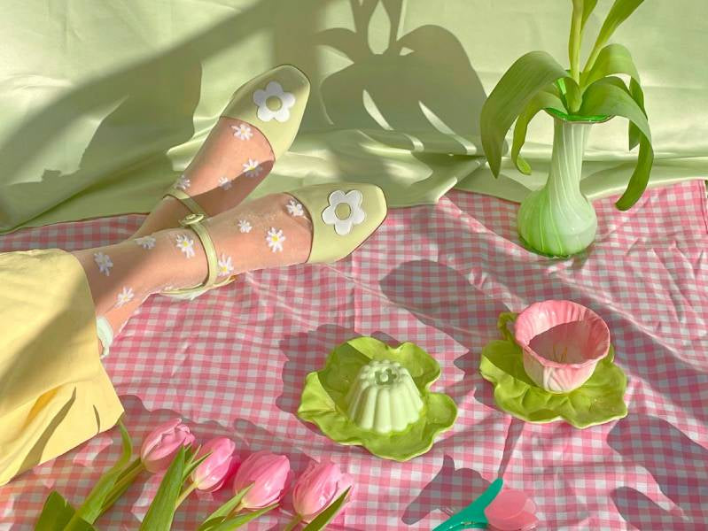 achat Chaussettes transparentes et verte - Pâquerette