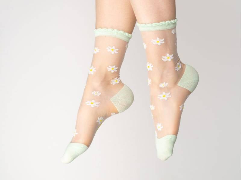 achat Chaussettes transparentes et verte - Pâquerette
