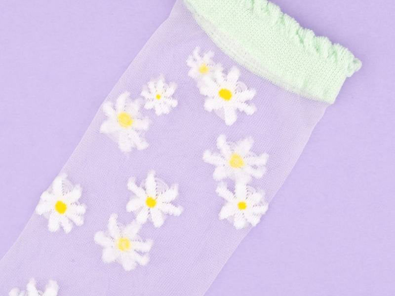achat Chaussettes transparentes et verte - Pâquerette