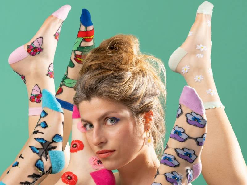 achat Chaussettes transparentes et verte - Pâquerette