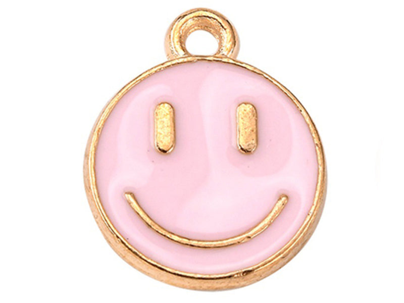Achat Breloque émaillée sourire - Rose pâle