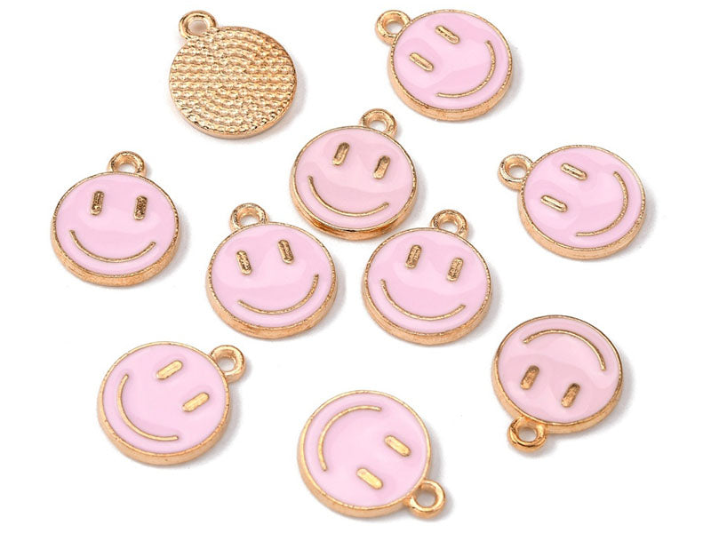 achat Breloque émaillée sourire - Rose pâle
