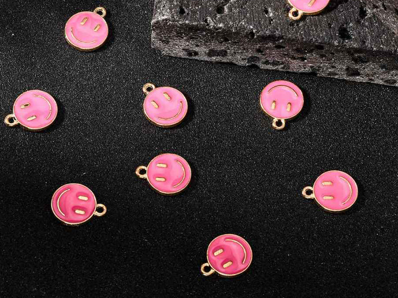 Achat Breloque émaillée sourire - Rose
