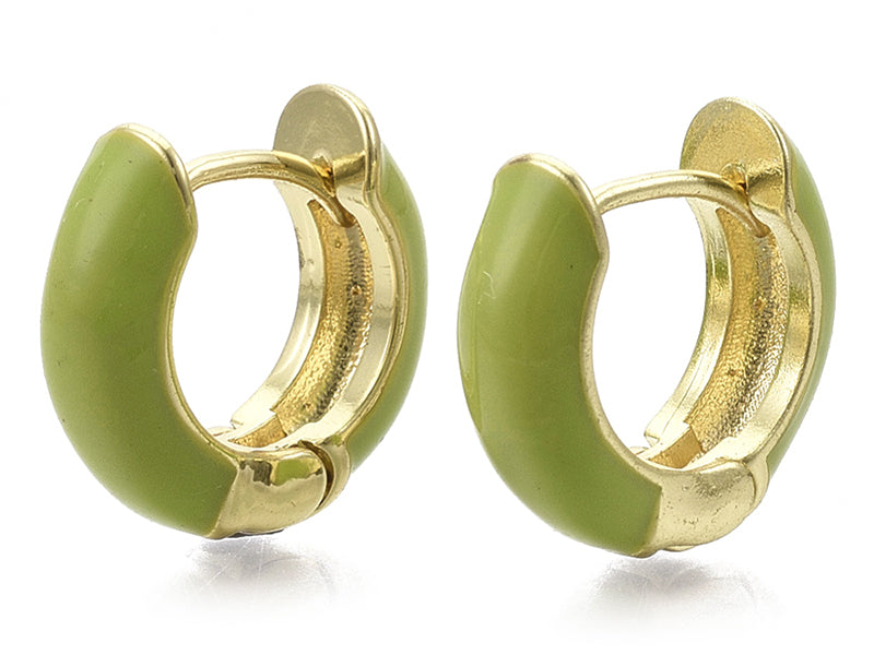 Achat Paire de boucles d'oreilles huggie - Émaillé et doré à l'or fin - Vert
