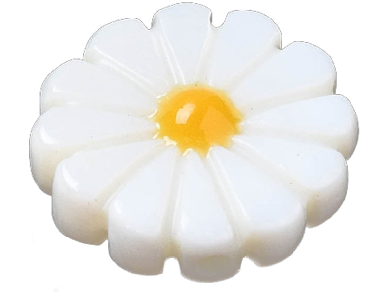 Achat Perle pâquerette à cœur émaillé jaune - 12 mm
