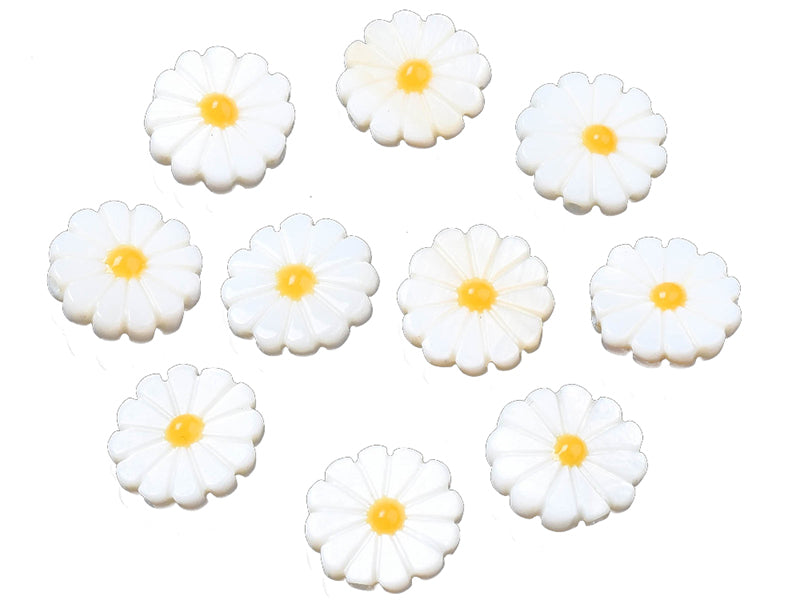 Achat Perle pâquerette à cœur émaillé jaune - 12 mm