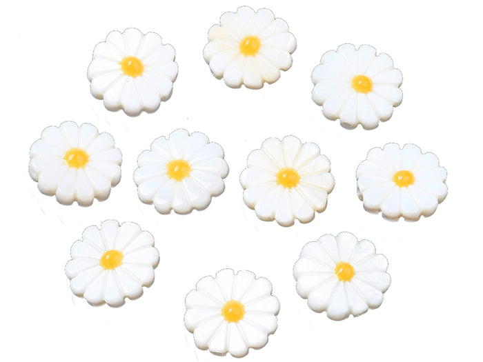 Achat Perle pâquerette à cœur émaillé jaune - 12 mm