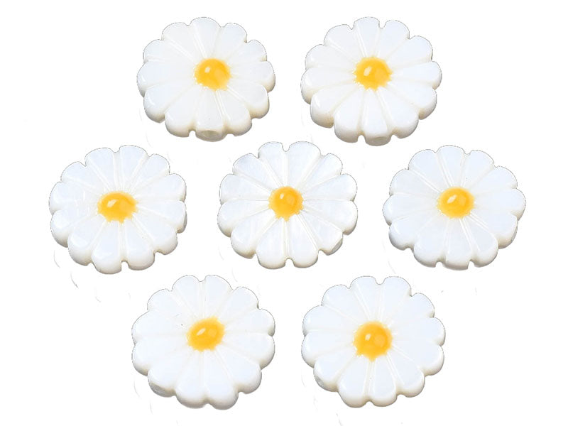 achat Perle pâquerette à cœur émaillé jaune - 12 mm