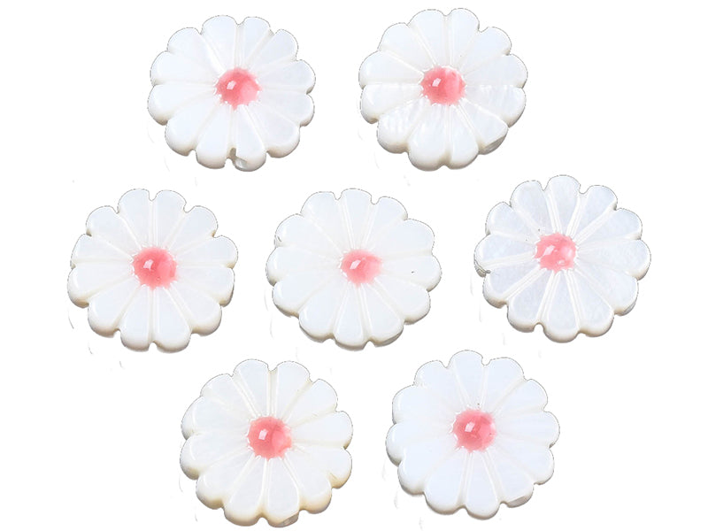 Achat Perle pâquerette à cœur émaillé corail - 12 mm