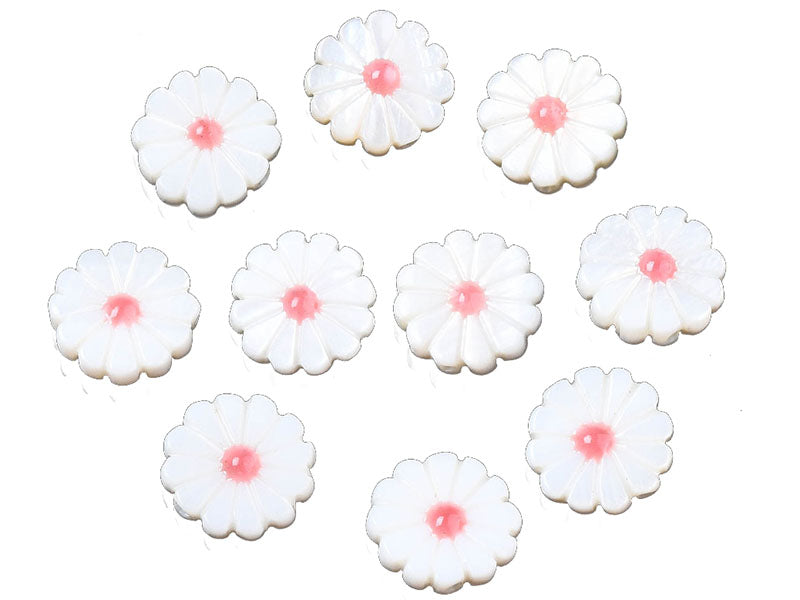 achat Perle pâquerette à cœur émaillé corail - 12 mm