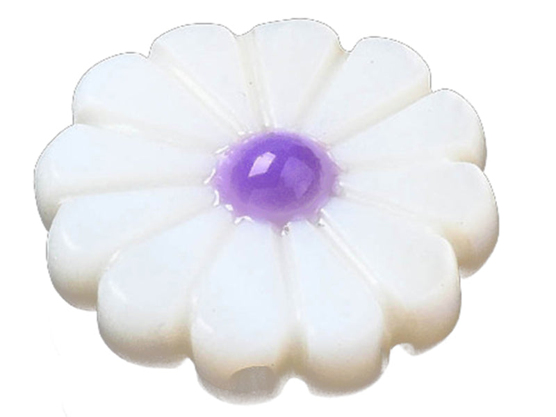 Achat Perle pâquerette à cœur émaillé violet - 12 mm