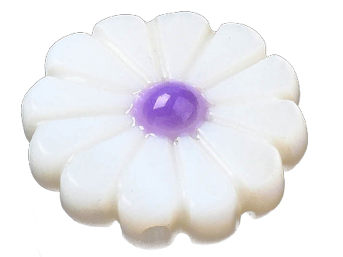 Achat Perle pâquerette à cœur émaillé violet - 12 mm
