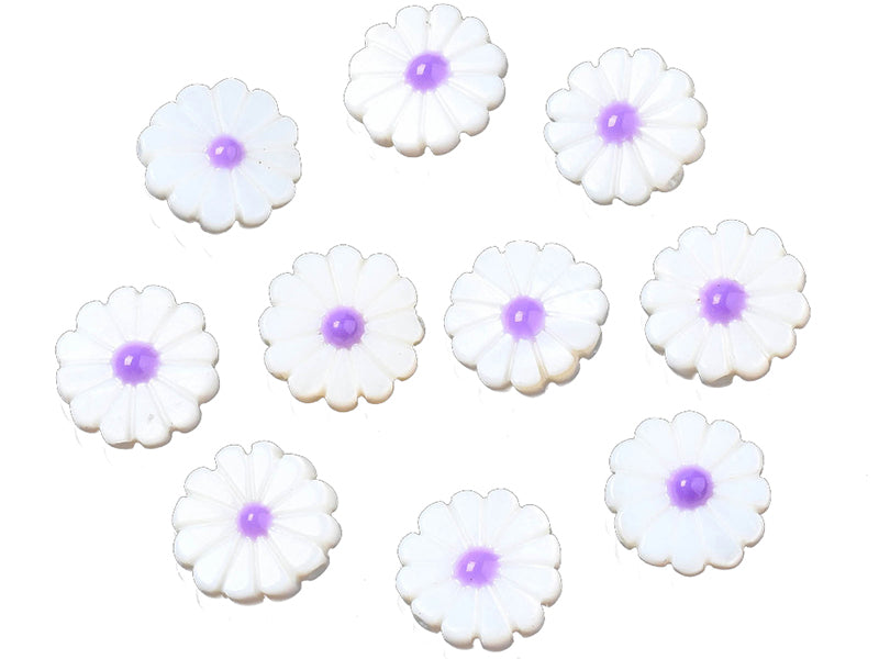 achat Perle pâquerette à cœur émaillé violet - 12 mm
