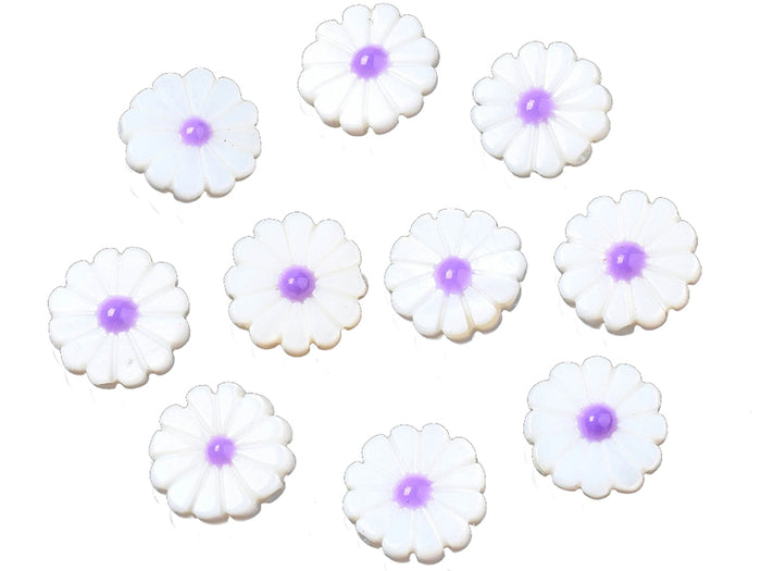 Achat Perle pâquerette à cœur émaillé violet - 12 mm