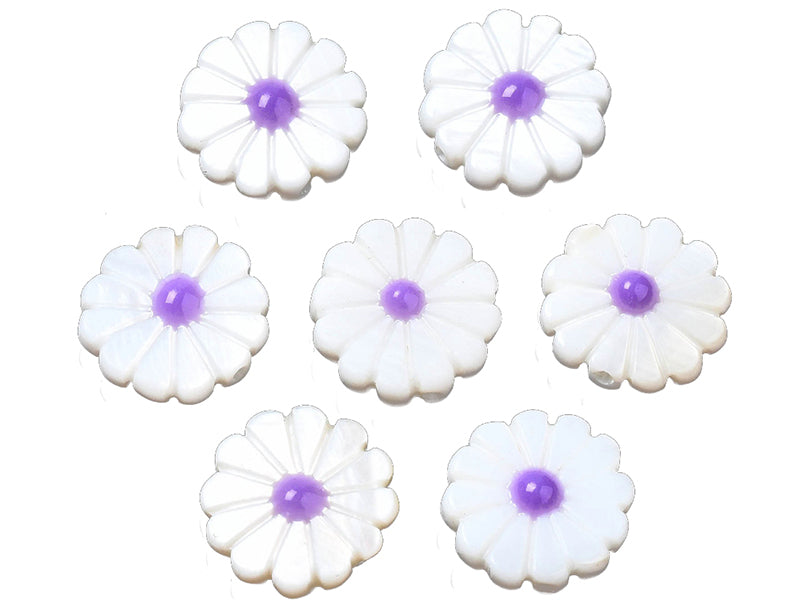 achat Perle pâquerette à cœur émaillé violet - 12 mm