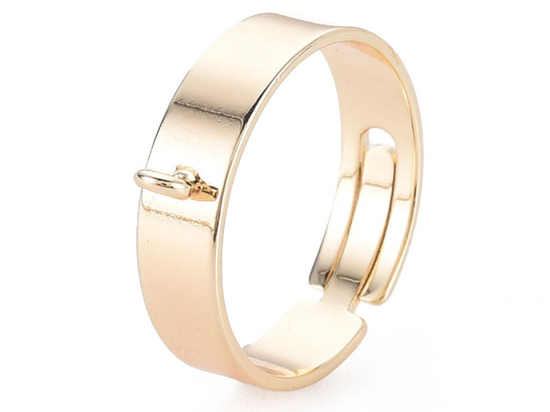 Achat Bague large réglable dorée à l'or fin 18k - Avec anneau - 17 mm