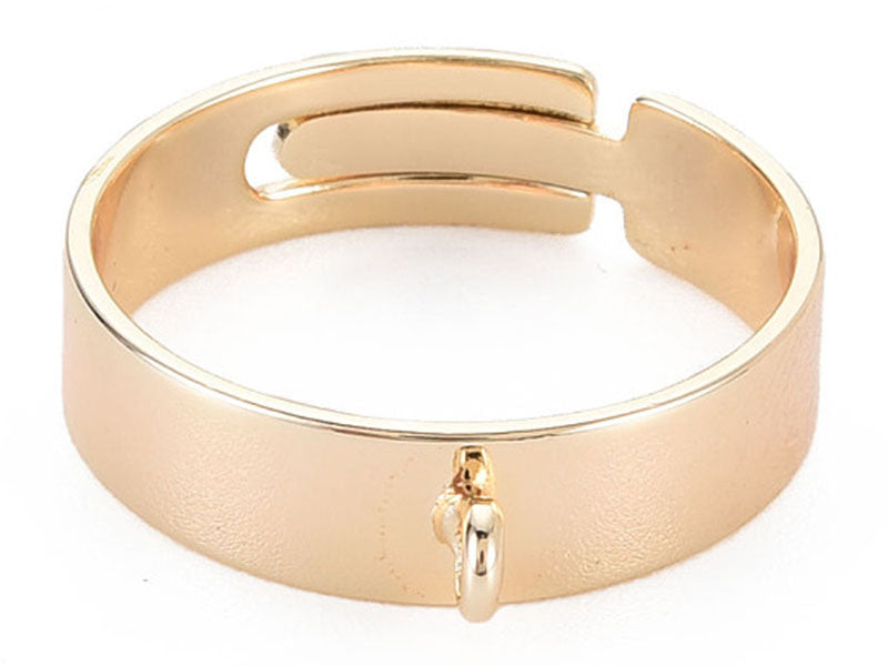 achat Bague large réglable dorée à l'or fin 18k - Avec anneau - 17 mm