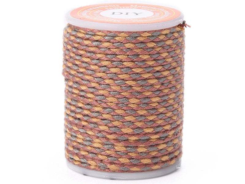 Achat Bobine de 4 m de cordon en coton tressé - Bordeaux, orange et gris