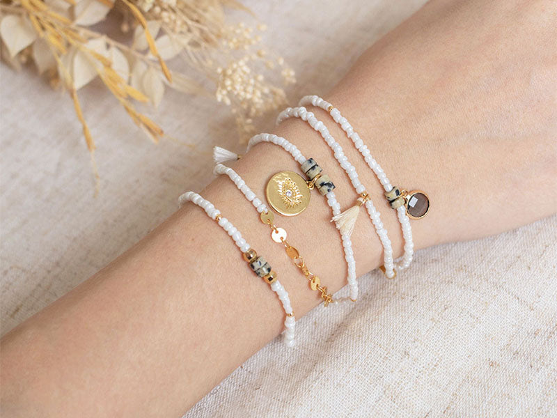 Achat Kit DIY Bijouterie - Mon bracelet perlé multirang - Blanc