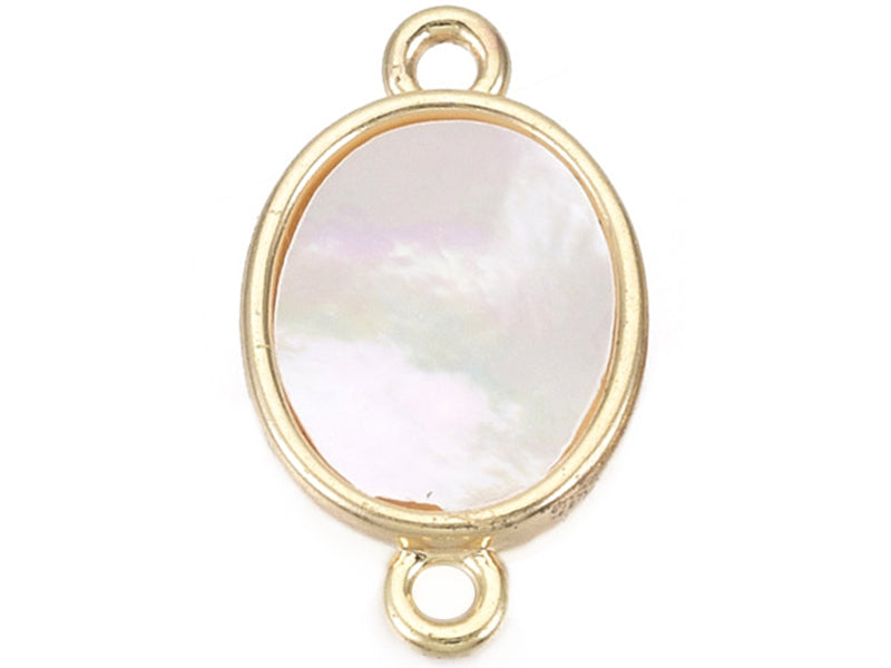 Achat Pendentif connecteur ovale - Nacré et doré à l'or fin 18K - 17 x 9,5 mm