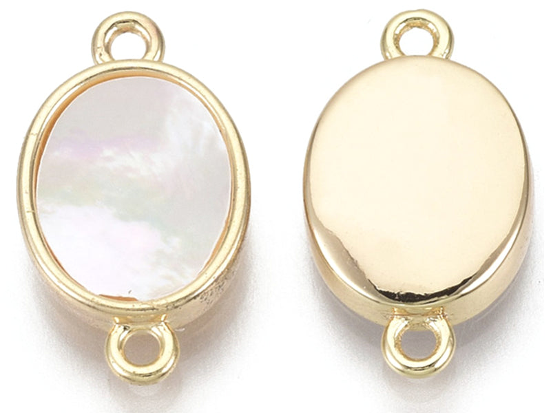 Achat Pendentif connecteur ovale - Nacré et doré à l'or fin 18K - 17 x 9,5 mm