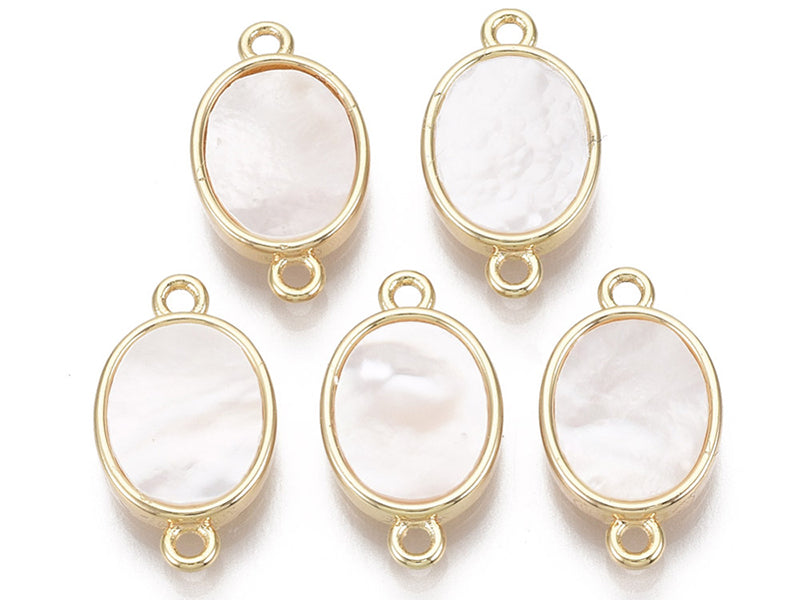 achat Pendentif connecteur ovale - Nacré et doré à l'or fin 18K - 17 x 9,5 mm