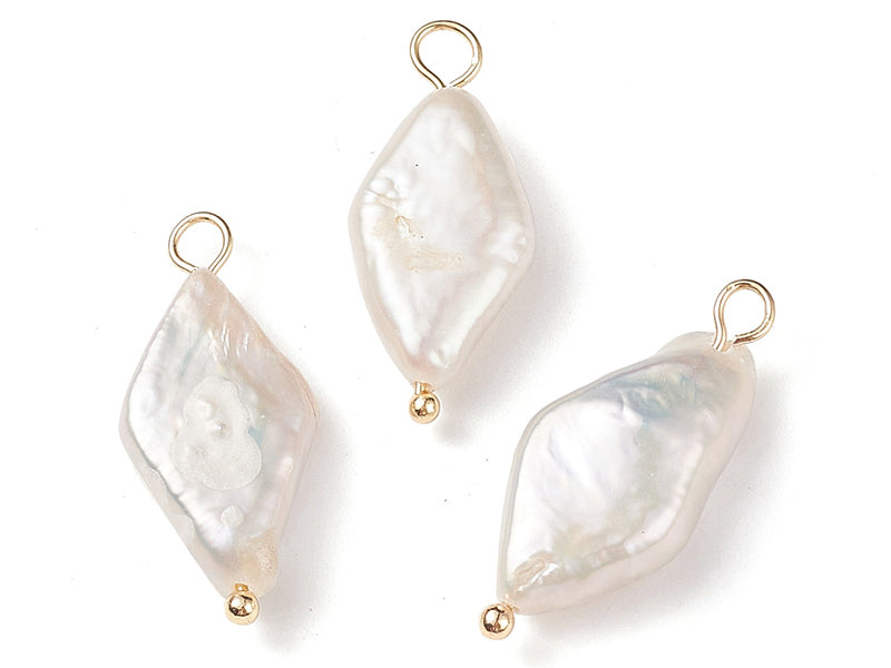 achat Pendentif losange en perle de culture - Doré à l'or fin 18K - 23  x 10 mm